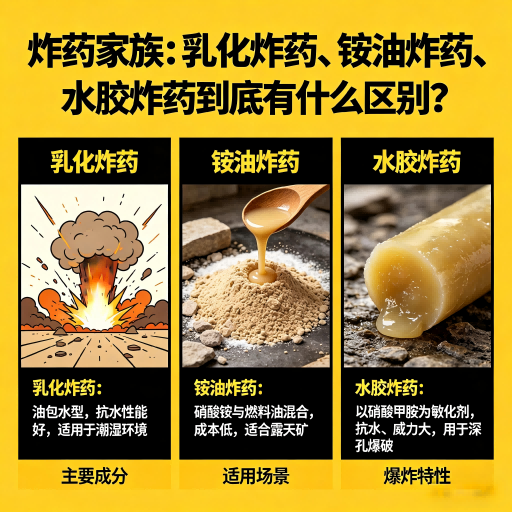 澄江炸药家族：乳化炸药、铵油炸药、水胶炸药到底有什么区别？